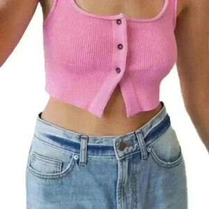 Pink urban outfitters button up knit tank top size large!